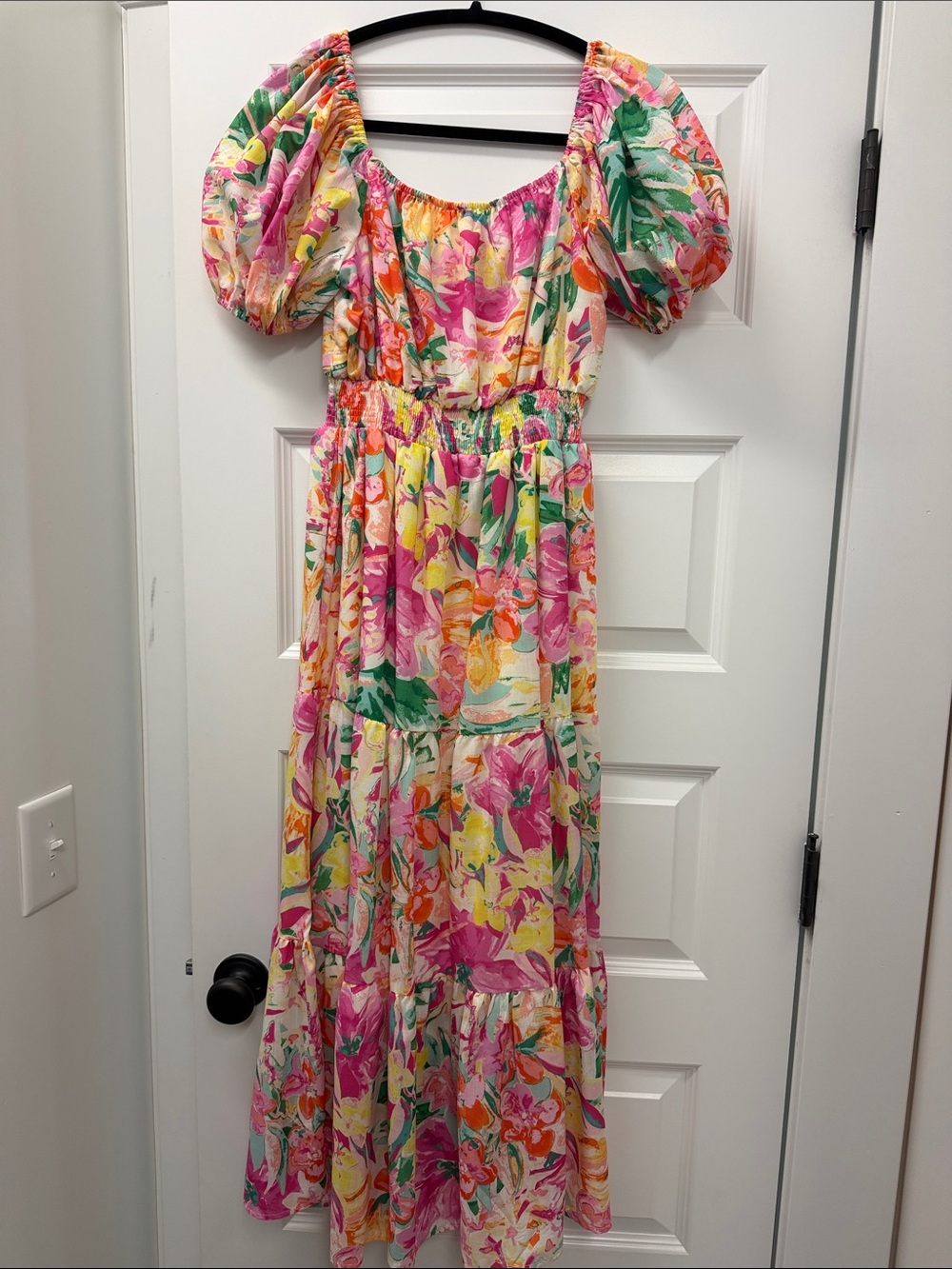Baltic Born Pink, Yellow & Green Floral Puff-Sleeve Maxi Dress - Picture 4 of 4